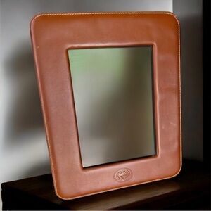 Gucci VTG Circa 1970 Cognac Genuine Leather Picture Frame 8x10